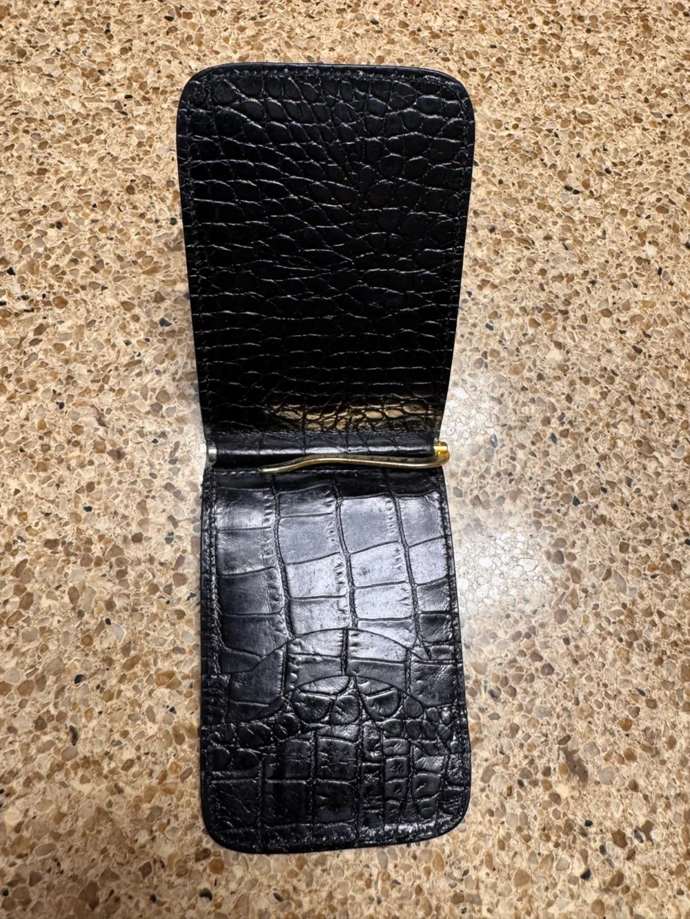 Black Croc-Embossed Banknotes & Card Holder Wallet- Source Unknown
